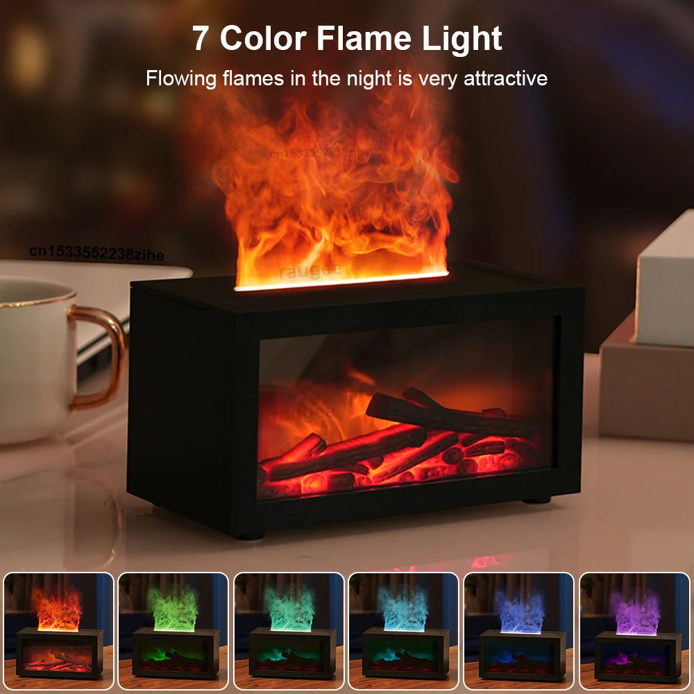 GriveLo™️ CozyFlame Fireplace Humidifier - 3D Flame Effect Aroma Diffuser + Night Light