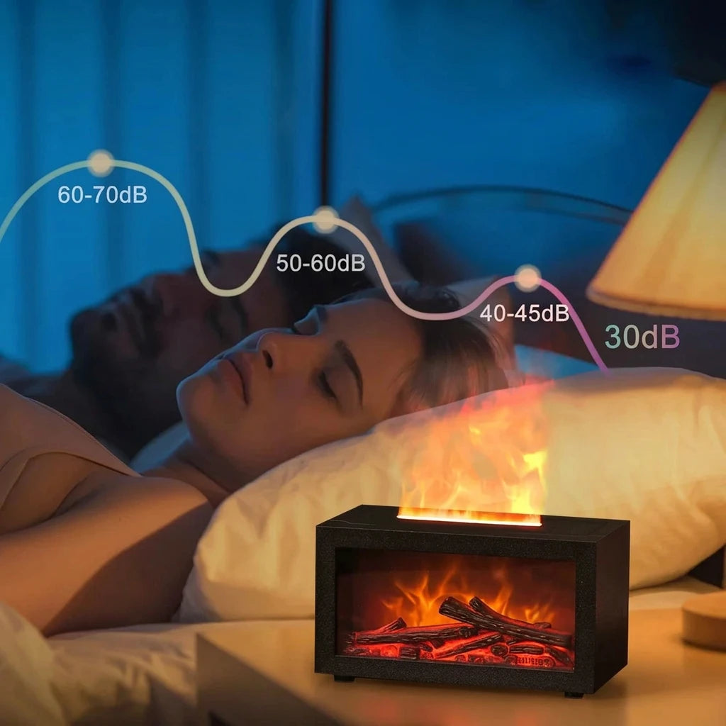 GriveLo™️ CozyFlame Fireplace Humidifier - 3D Flame Effect Aroma Diffuser + Night Light