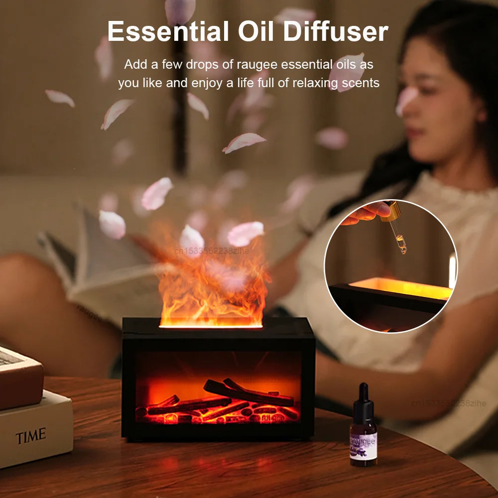 GriveLo™️ CozyFlame Fireplace Humidifier - 3D Flame Effect Aroma Diffuser + Night Light