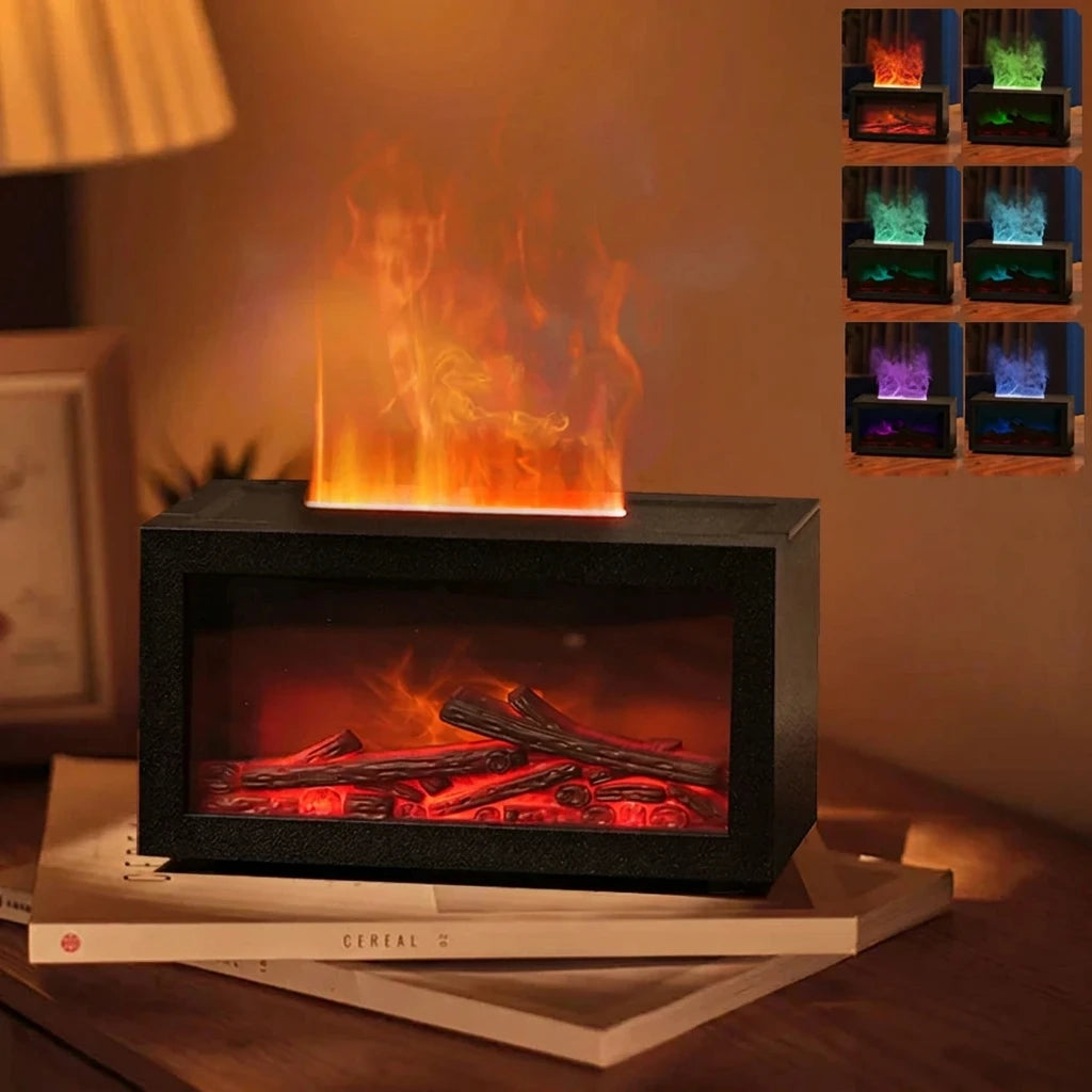 GriveLo™️ CozyFlame Fireplace Humidifier - 3D Flame Effect Aroma Diffuser + Night Light
