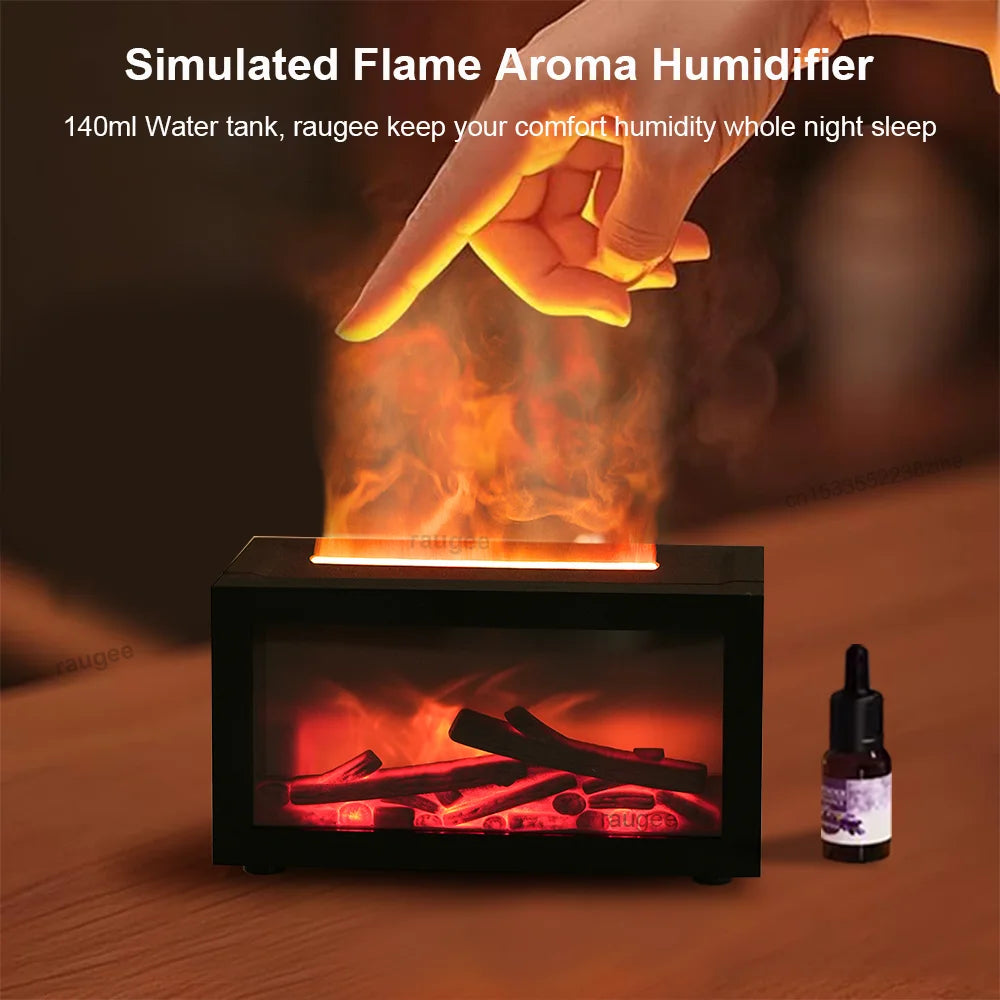 GriveLo™️ CozyFlame Fireplace Humidifier - 3D Flame Effect Aroma Diffuser + Night Light